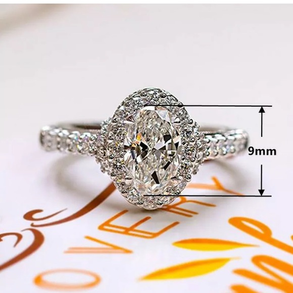 Elegant925 Silver Ring Oval Cut White Sapphire - Picture 5 of 9